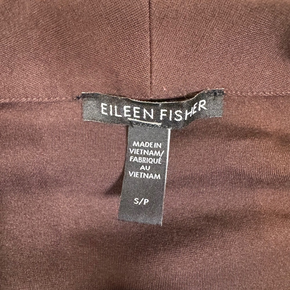 Eileen Fisher Brown Tencel Lyocell Blend Open Front Cardigan Shawl Collar S/P - Picture 3 of 7